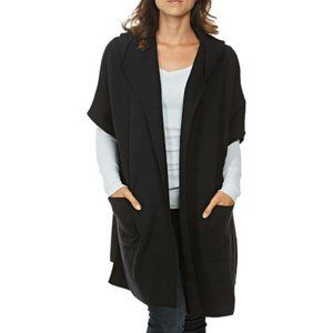 Elk Fine Knit Hood Poncho in Black